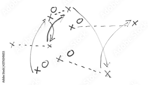 Hand draw strategy and tactics game plan for football, basketball, handball, sketch black marker, isolated on white background, clipping path, design elements
