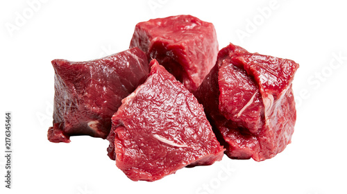 Obraz na płótnie Fresh raw beef meat cubes for stewing or grilling