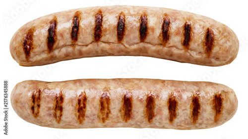 Fotografía Two grilled pork sausages with distinct dark char marks on the skin