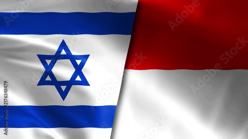 Israel vs Indonesia Flags Waving Cloth Motion Graphics 4K