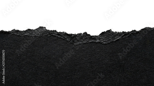 Foto Black ripped paper texture with rough uneven edges creating a high contrast dark