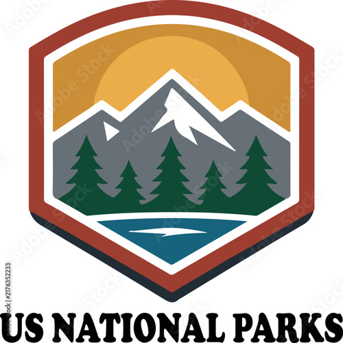 USA  national parks logo vector white background .