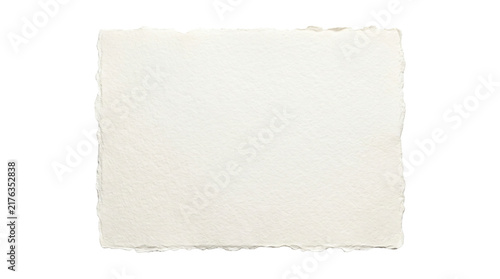 Bild auf Leinwand Rectangular sheet of thick white handmade watercolor paper with rough deckle edg