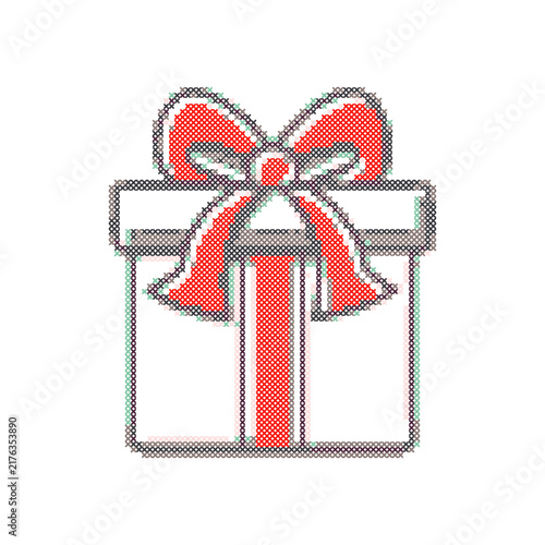 Gift box with red bow and ribbon