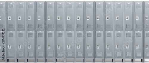 Cuadro en lienzo Gray metal lockers 3d in school corridor