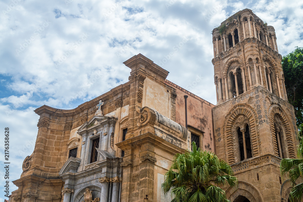 Fototapeta premium Church of Santa Maria dell'Ammiraglio in Palermo, Sicily, Italy, Europe, World Heritage Site