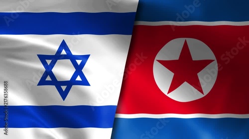 Israel vs North Korea Flag Waving Cloth Animation 4K
