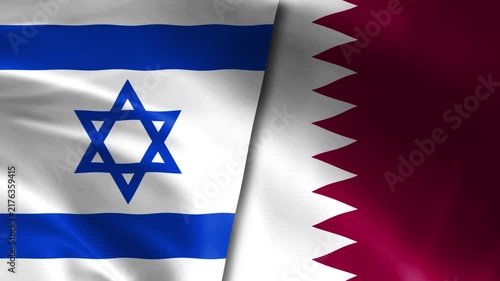Israel vs Qatar Flags Waving Fabric Motion Graphics