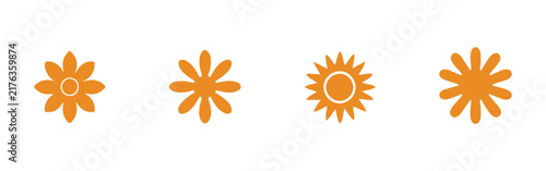 Graphic flower symbols. Minimalistic geometric flower icons.

