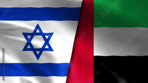 Israel vs United Arab Emirates Flag Waving Cloth Motion Graphics