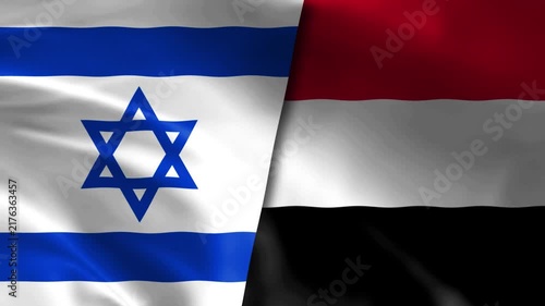 Israel vs Yemen Waving Flags Fabric Motion Graphics