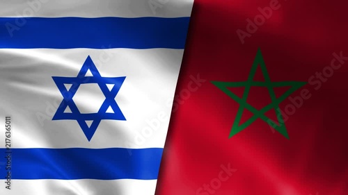 Israel vs Morocco Flag Waving Cloth Motion Animation