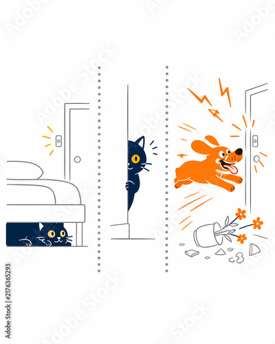 Cat vs Dog Reaction to Doorbell Funny Pet Comparison