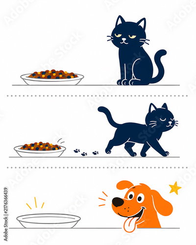 Cat vs Dog Food Test Funny Eating Behavior Infographic