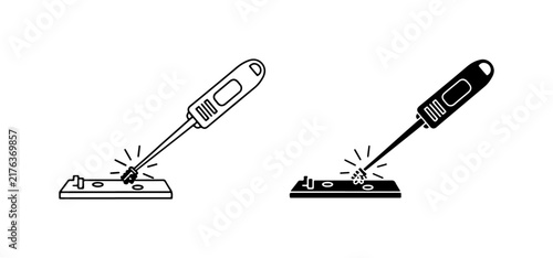 Soldering Iron Icon, Electronic Component Repair, Circuit Board Welding Symbol