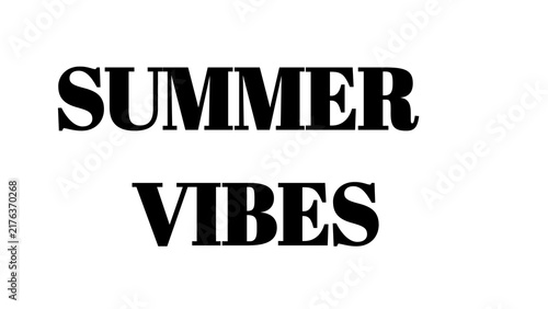 Summer Vibes text graphic with bold black typography on a clean white background.