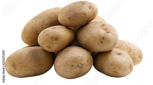 фотографія Fresh raw brown potatoes piled together
