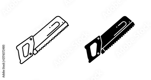 Foto Hand Saw Icons, Carpentry Tools, DIY Equipment, Construction Vector Set