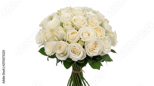 Bild auf Leinwand Elegant bridal bouquet of white roses isolated on transparent background romanti