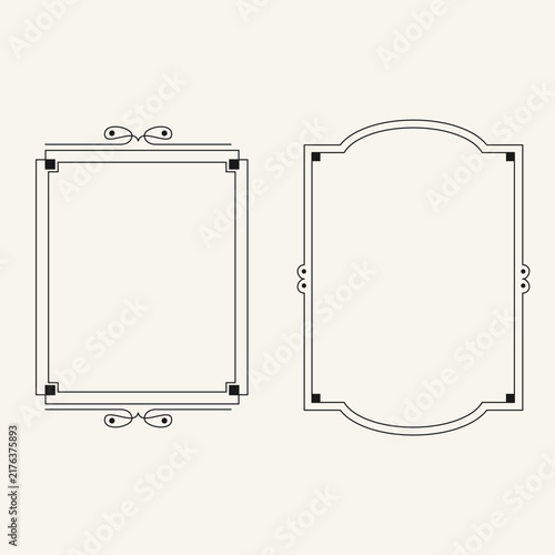 Vintage line frames borders outline design vector