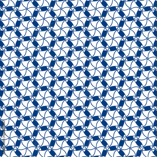 White Blue Geometric Complex Interlocking Seamless Pattern