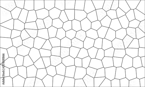 Abstract Geometric Voronoi Pattern Vector Background Featuring Interconnected Polygon Mesh Cells With Clean Minimalist Black Outlines