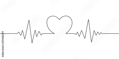 Line heart icon heartbeat rate health beat ecg medical vector. Icon illustration drawing line heart life outline curve graph electrocardiogram background cardio ekg rythm doctor art hospital rhythm.