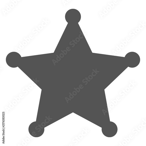 Fotografie Black five pointed star badge or sheriff symbol with dots at each point