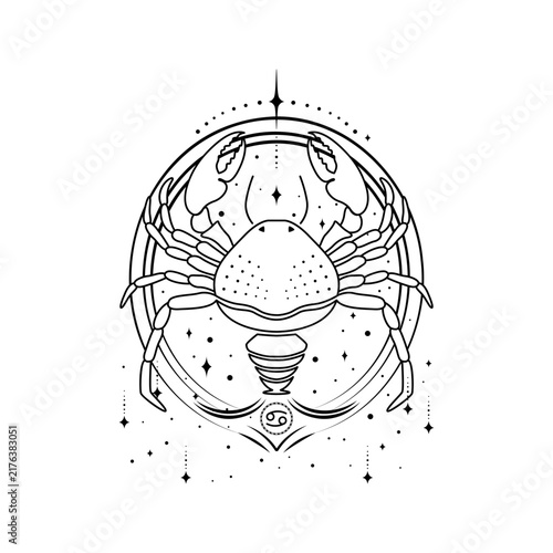 Cancer zodiac sign, outline, line art