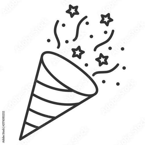 Quadro su tela Celebration party popper with confetti and stars bursting out