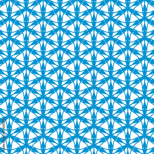 White Blue Geometric Dense Interlocking Seamless Pattern