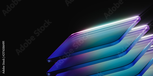 Holographic glass sheet stack background for modern crypto token