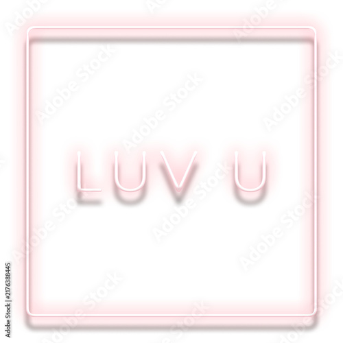 Glowing luv u red neon typography design element