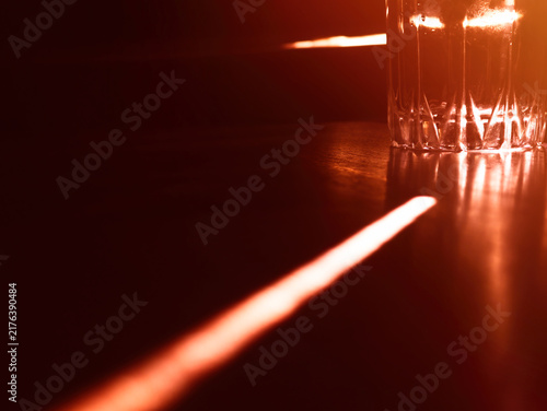 Ray of light coming though the glass abstract background