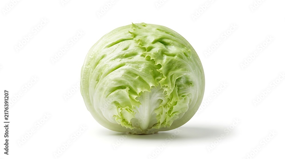 Obraz premium Iceberg lettuce crisp fresh green vegetable for salads isolated on white.