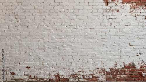 White Painted Weathered Brick Wall Texture Background