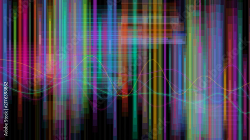 Abstract digital spectrum background with colorful vertical light lines and data waves