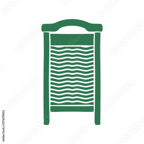 Vintage washboard vector icon in green color for laundry cleaning and housework graphic design