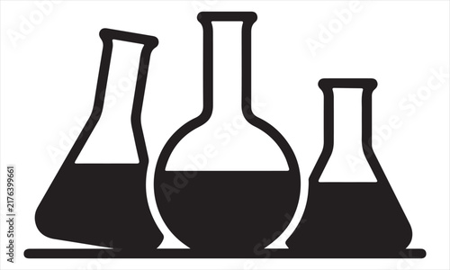 Minimalist Chemistry Beakers and Flasks Vector Icon for Science Research and Education Design