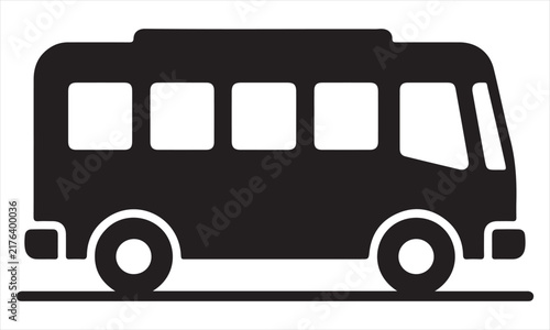 Minimalist Bus Side View Vector Icon for Public Transport, Travel, and Vehicle Design
