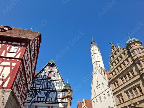 Historical buildings in the German town Rothenburg ob Tauber
