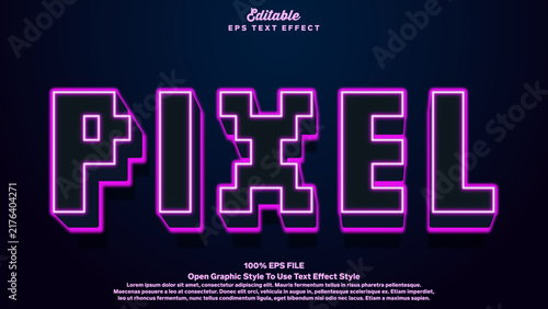 pixel 3d neon text effct style