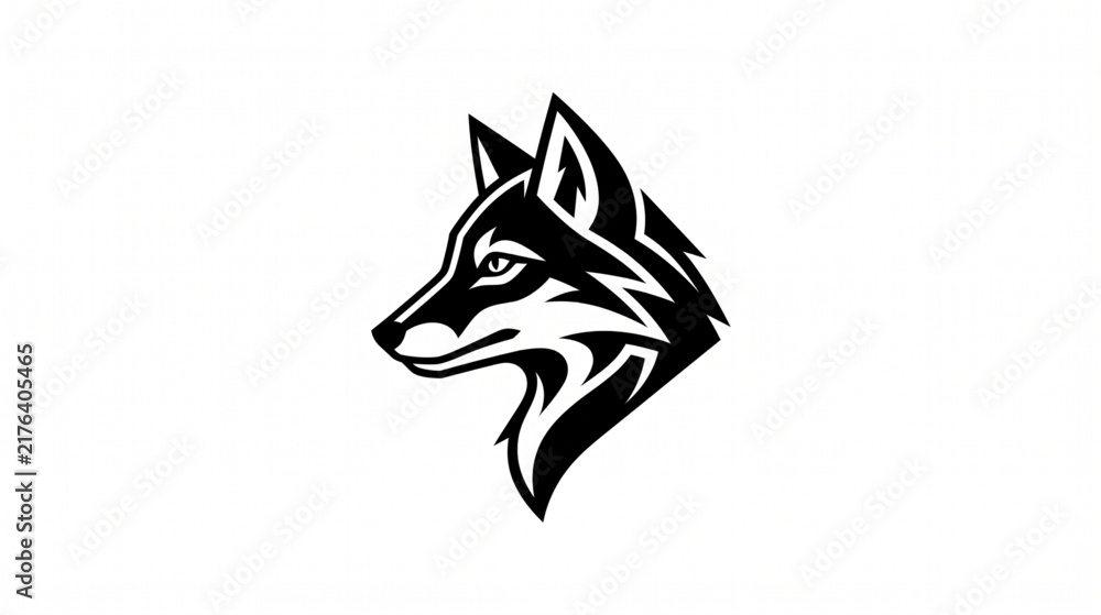 Obraz premium Arctic fox head illustration a black and white vector graphic on a white background