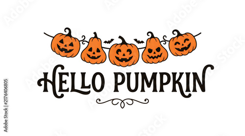 Halloween pumpkins greeting hello pumpkin illustration