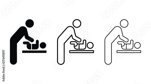 Baby changing station symbol set icon parent changing diaper changing table icon vector illustration