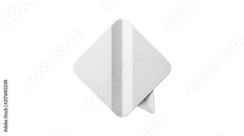 Blank white diamond shaped road sign isolated on white background