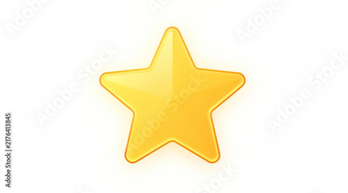 Golden glossy star icon isolated on white background