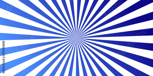 Abstract sky blue and navy radial rays background, radiating lines bursting from a bright center, ideal for web banner, packaging and branding.