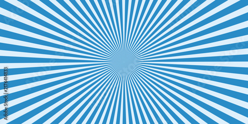 Retro teal sunburst background with tapered rays flaring from a central point, abstract retro design for poster, greeting card and copy space.