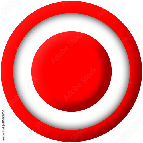 Red Record Button Target 3D Concentric Circle Icon Vector Isolated